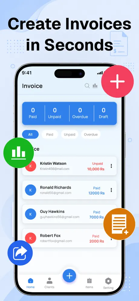 Invoice Maker, Billtavo app screen