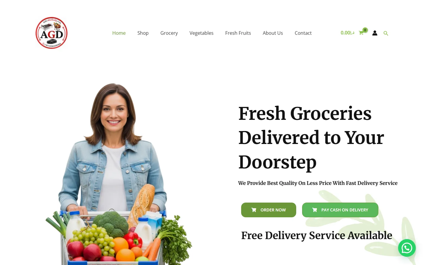 AGD Grocery Delivery website, desktop view