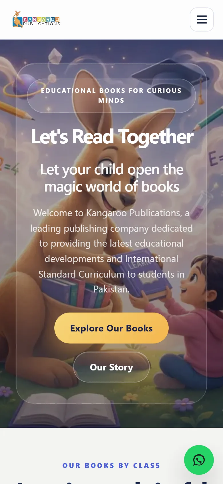 Kangaroo Publications website, mobile view